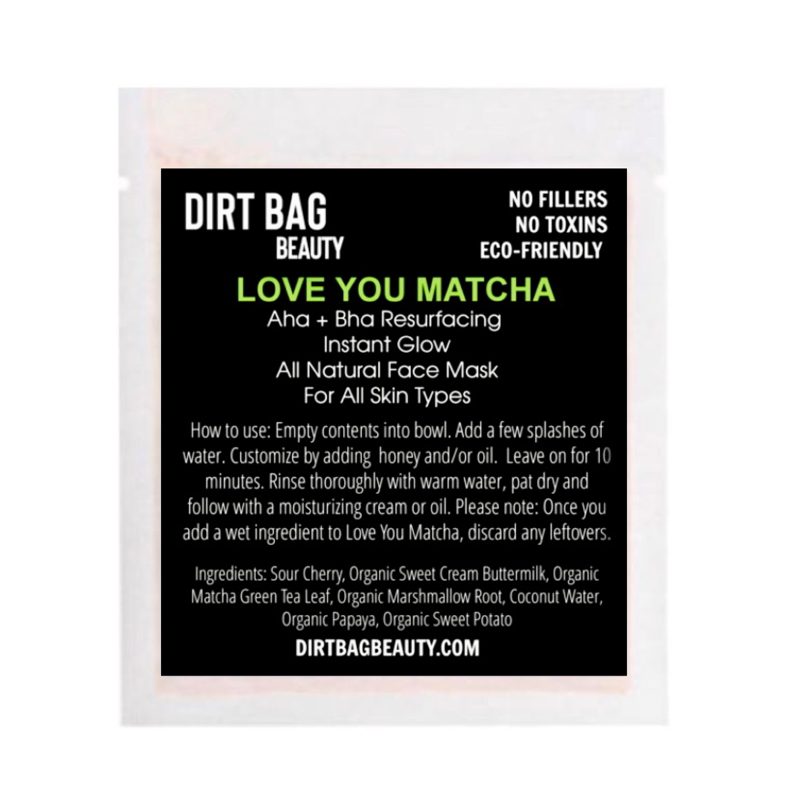 Facial Mask Organic Love You Matcha (Single use)