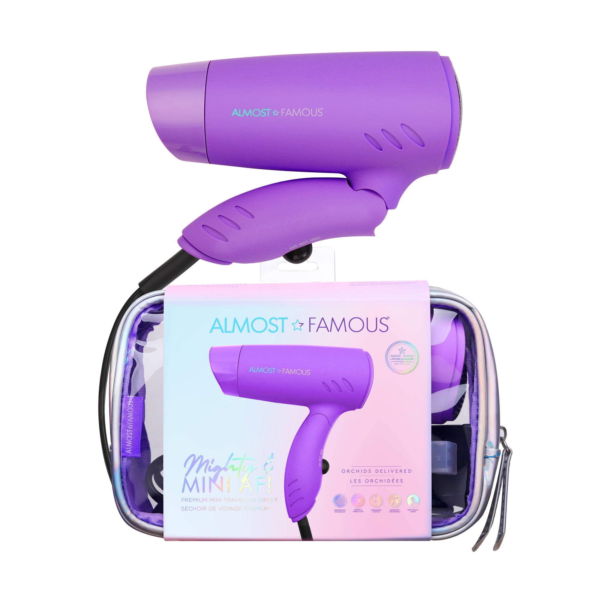 Mini Travel Dryer with Holotone Carrying Bag - Orchids