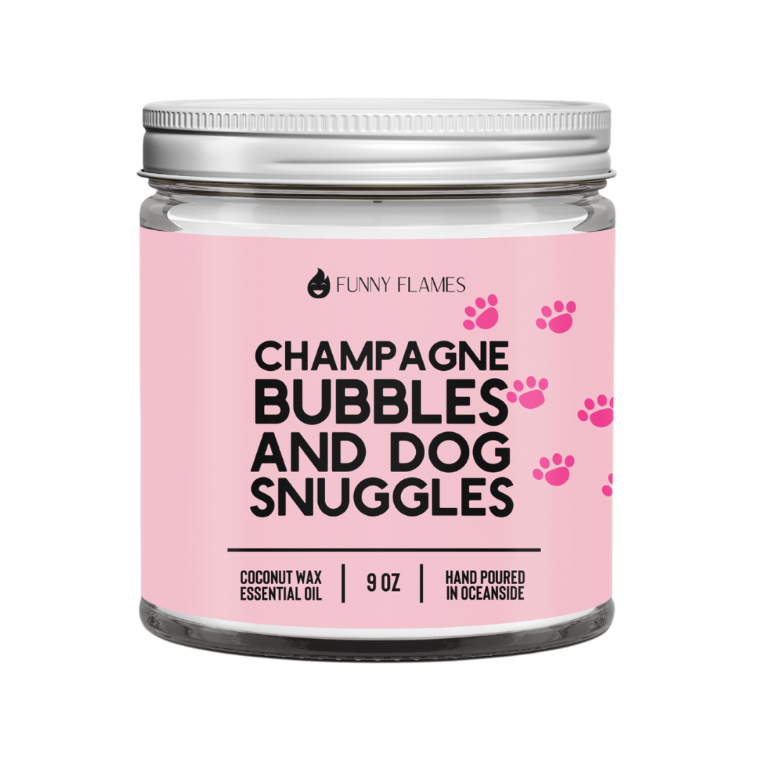 Champagne Bubbles, And Dog Snuggles Candle